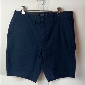 ABERCROMBIE & FITCH Chino Flat Front Men's Navy Blue Shorts Zip Fly